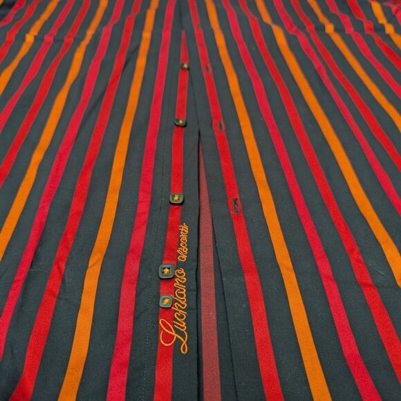 Luchiano Visconti Black Red Mens S Button up Shirt 2-Ply Mercerized Striped New - Picture 7 of 16